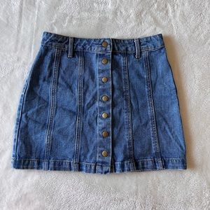 Forever 21 Blue Button Up Denim Skirt Small